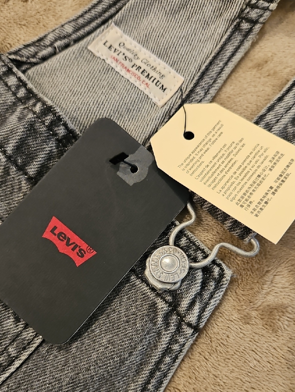 Levi's Gray Washed Denim Overalls - Picture 3 of 12